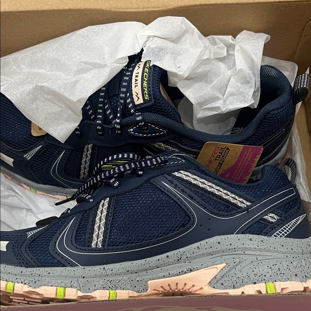 Skechers Navy Sneakers with Gray & Blush Accents